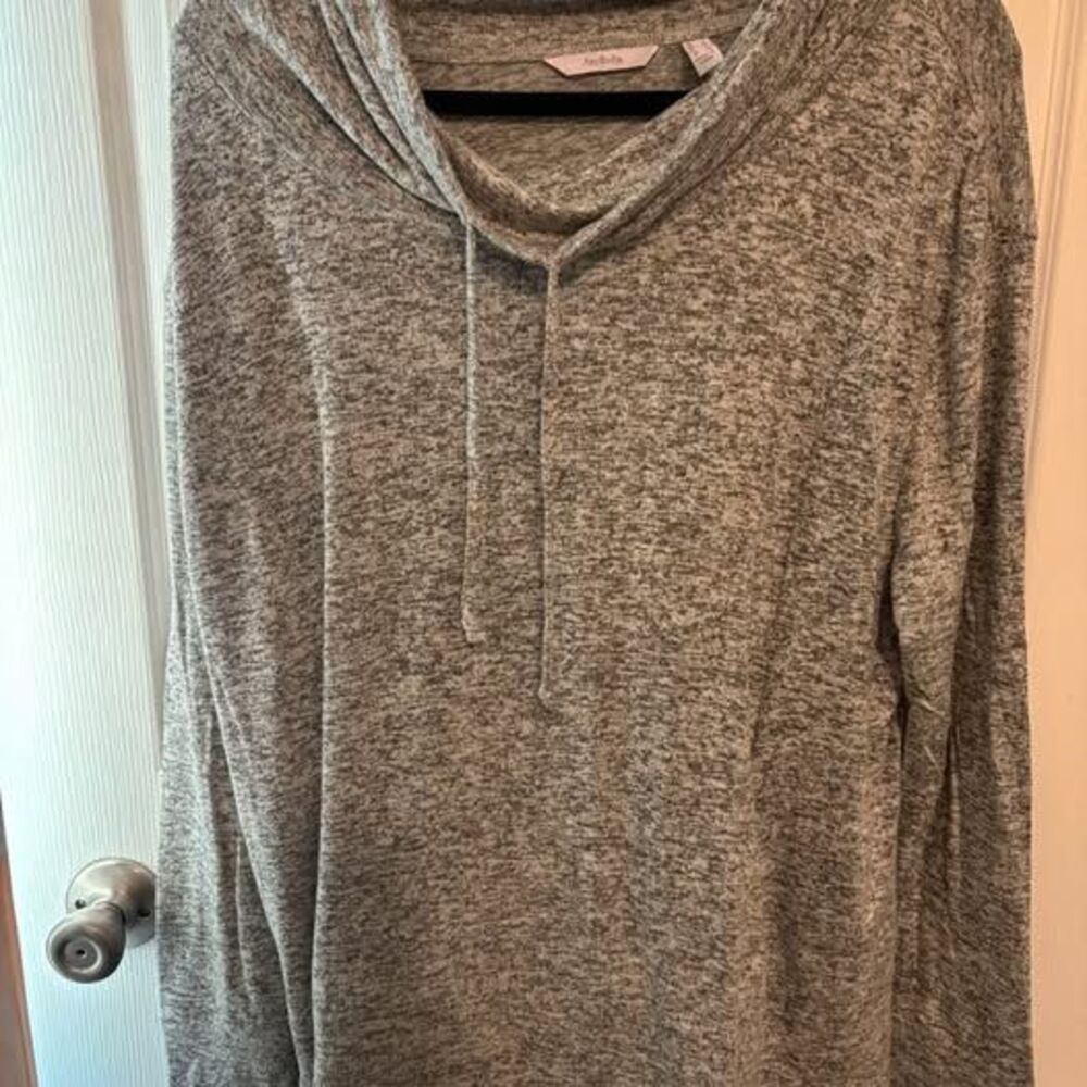 Gray lightweight sweater very soft size large by Anybody cowl neck pockets